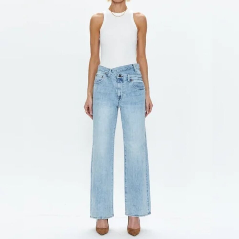 pistola Light Blue High-Rise Wide Leg Jeans